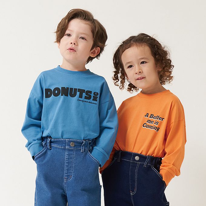 日本 b-ROOM - 休閒印花純棉長袖上衣-更好的我-橘