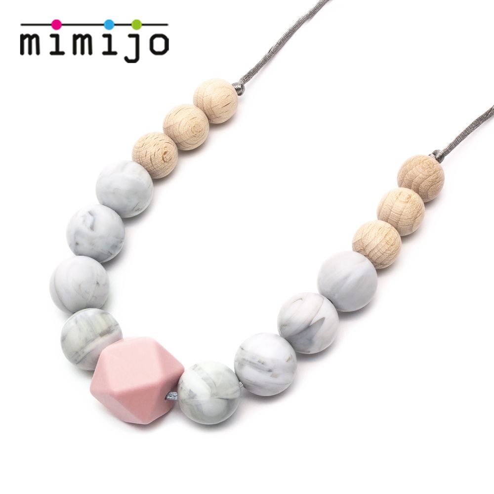 MIMIJO - 媽媽項鍊 鉑金矽膠-粉紅色