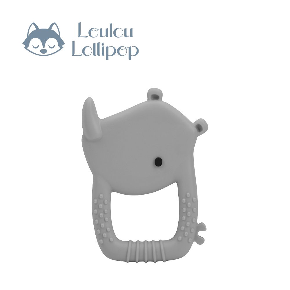 可愛造型矽膠固齒器-害羞犀牛