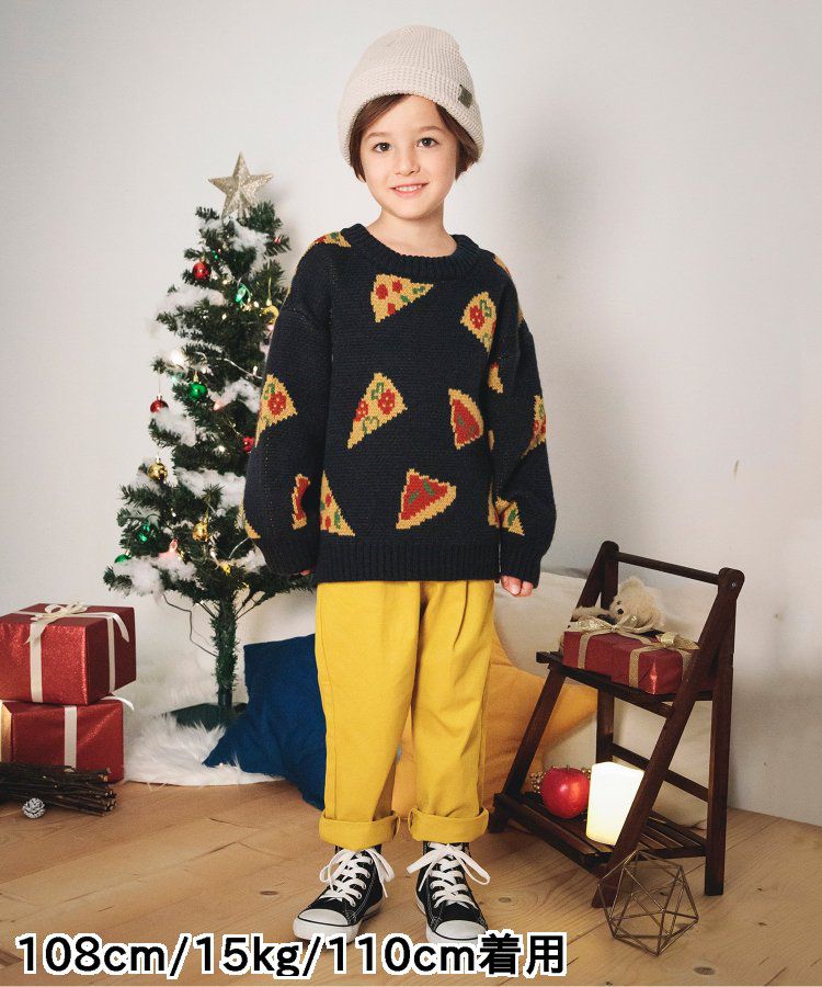 日本 BREEZE - 童趣印花柔軟針織毛衣-微笑-黑