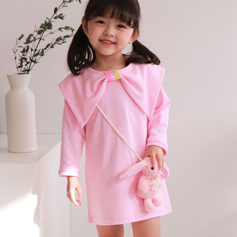 韓國 Coco rabbit - 兔子娃娃包包蝴蝶結造型領洋裝-粉紅