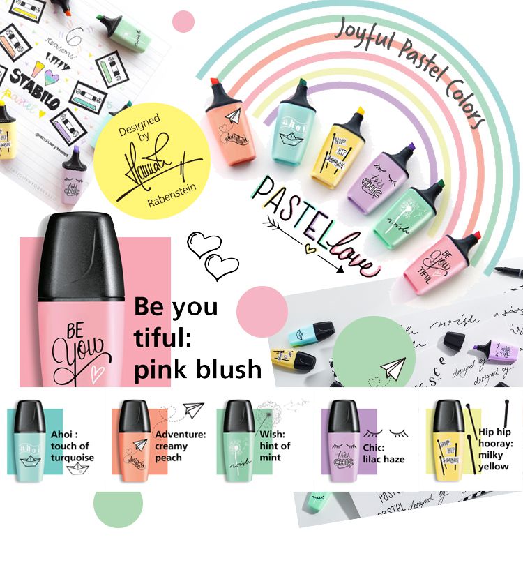 STABILO思筆樂 - 波士馬卡龍色系迷你螢光筆3色(淡薄荷綠/淡桃色/淡紫色)