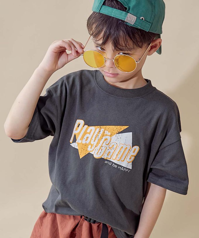 日本 devirock - 100%棉 帥氣印花短袖上衣-地球老虎-黑