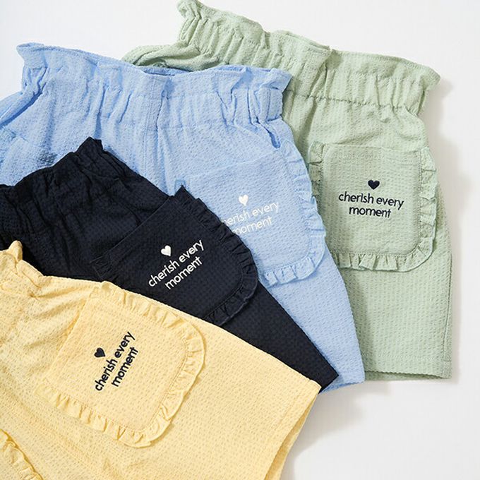 日本 Lycee mine - 可愛荷葉邊口袋短褲-檸檬黃