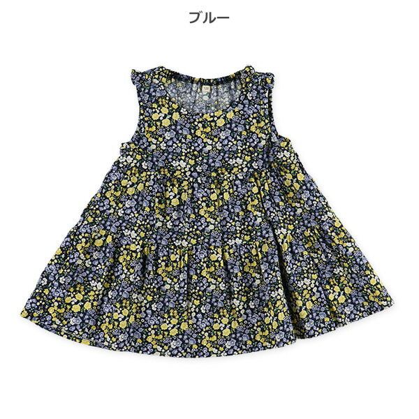 日本西松屋 - 甜美蝴蝶結無袖上衣-小碎花-深藍