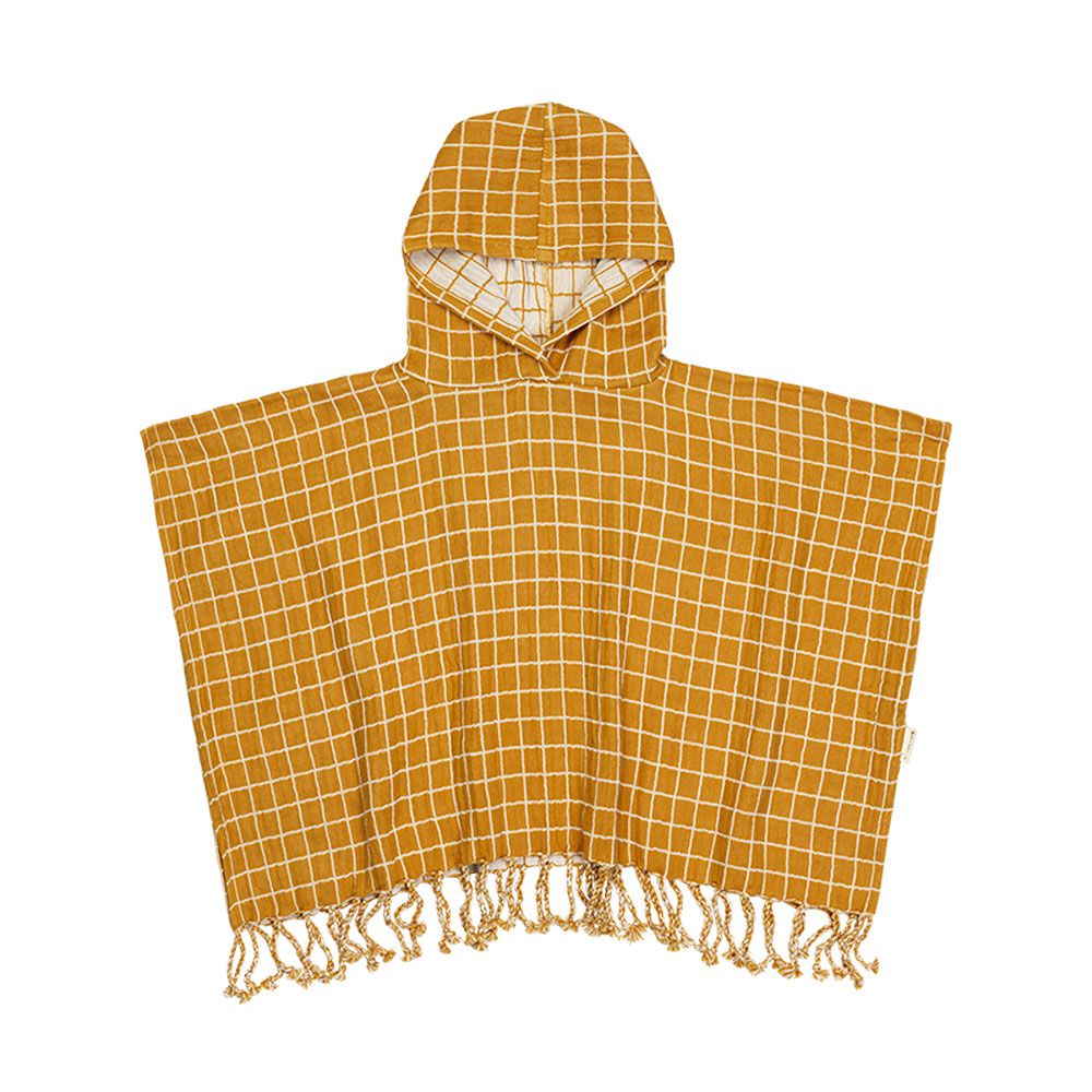 丹麥 Fabelab - 有機棉連帽罩袍-格紋黃