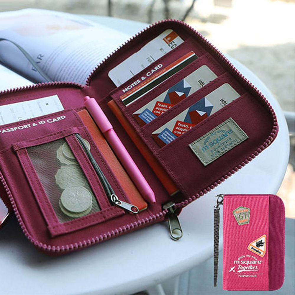 M Square - 短版手挽護照夾紀念版-桃紅色-18.5*11.5cm