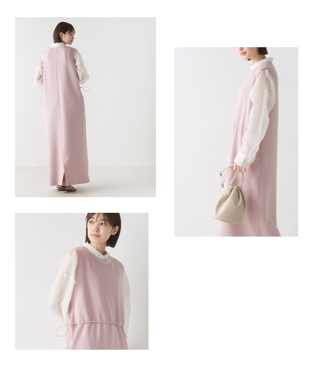 日本 OMNES - 休閒圓領抽繩背心裙-經典黑