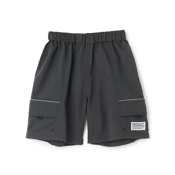 日本 b-ROOM - 抗汙防潑水 機能玩耍側口袋短褲-深橘