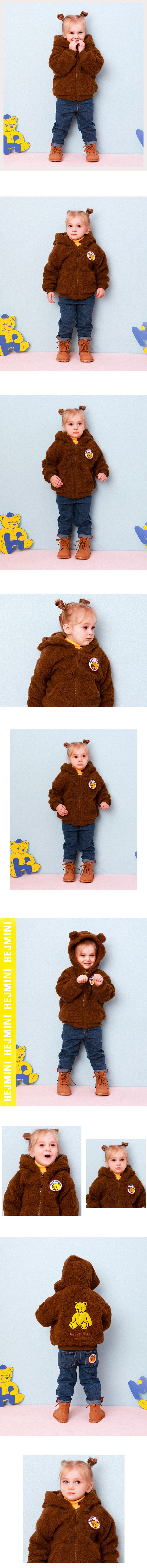 韓國 HEJMINI - 熊熊造型搖粒絨連帽外套