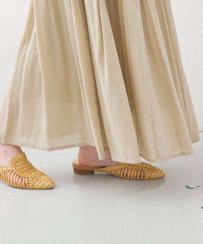 日本 Bou Jeloud - 細緻楊柳層次飄逸長裙-橄欖綠