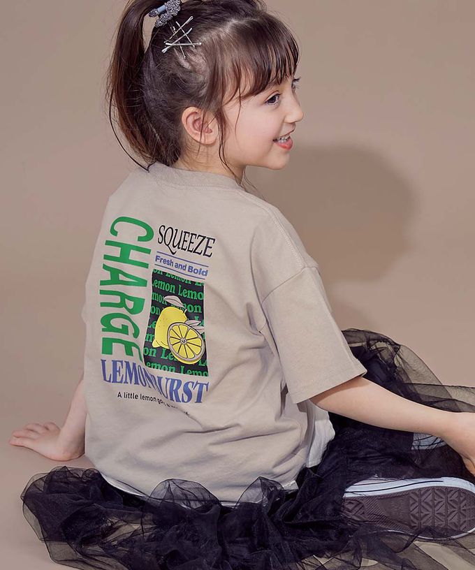 日本 devirock - 100%棉 帥氣印花短袖上衣-胸口英文-檸檬黃