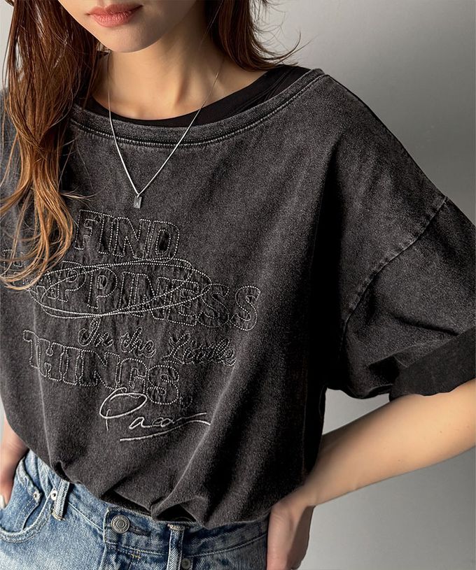 日本 Classical Elf - 純棉復古logo船領前後穿短袖上衣-藍