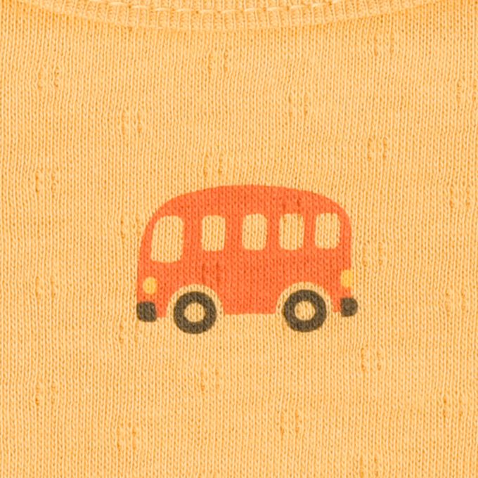 akachan honpo - 長袖圓領上衣2件組-蓬鬆棉 大象&公車-黃色