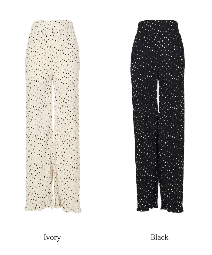 日本 COCA - 皺縮垂墜感休閒寬褲-大人-點點杏