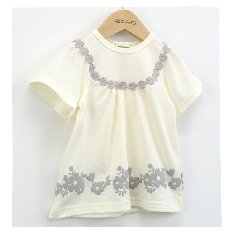 日本 ZOOLAND - 立體提花設計短袖傘狀上衣-藍