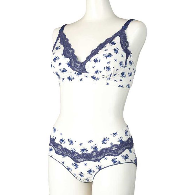 akachan honpo - 自然服貼胸罩-羅紋-深藍色