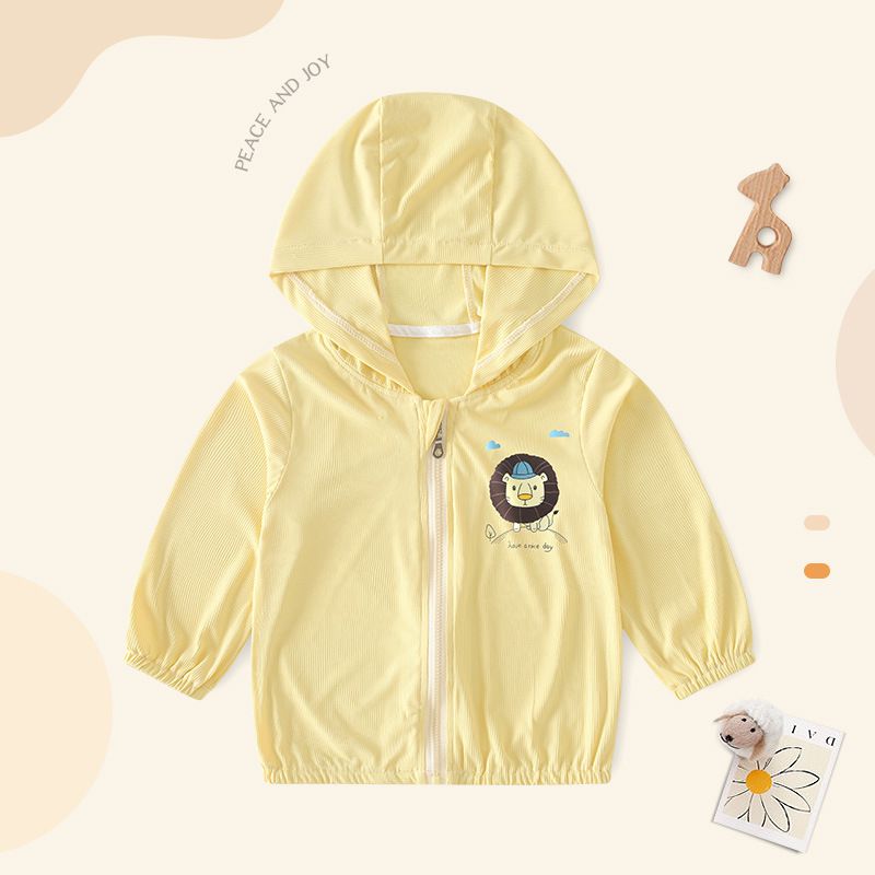 UPF50+冰絲涼感兒童防曬外套-單人飛機-黃色