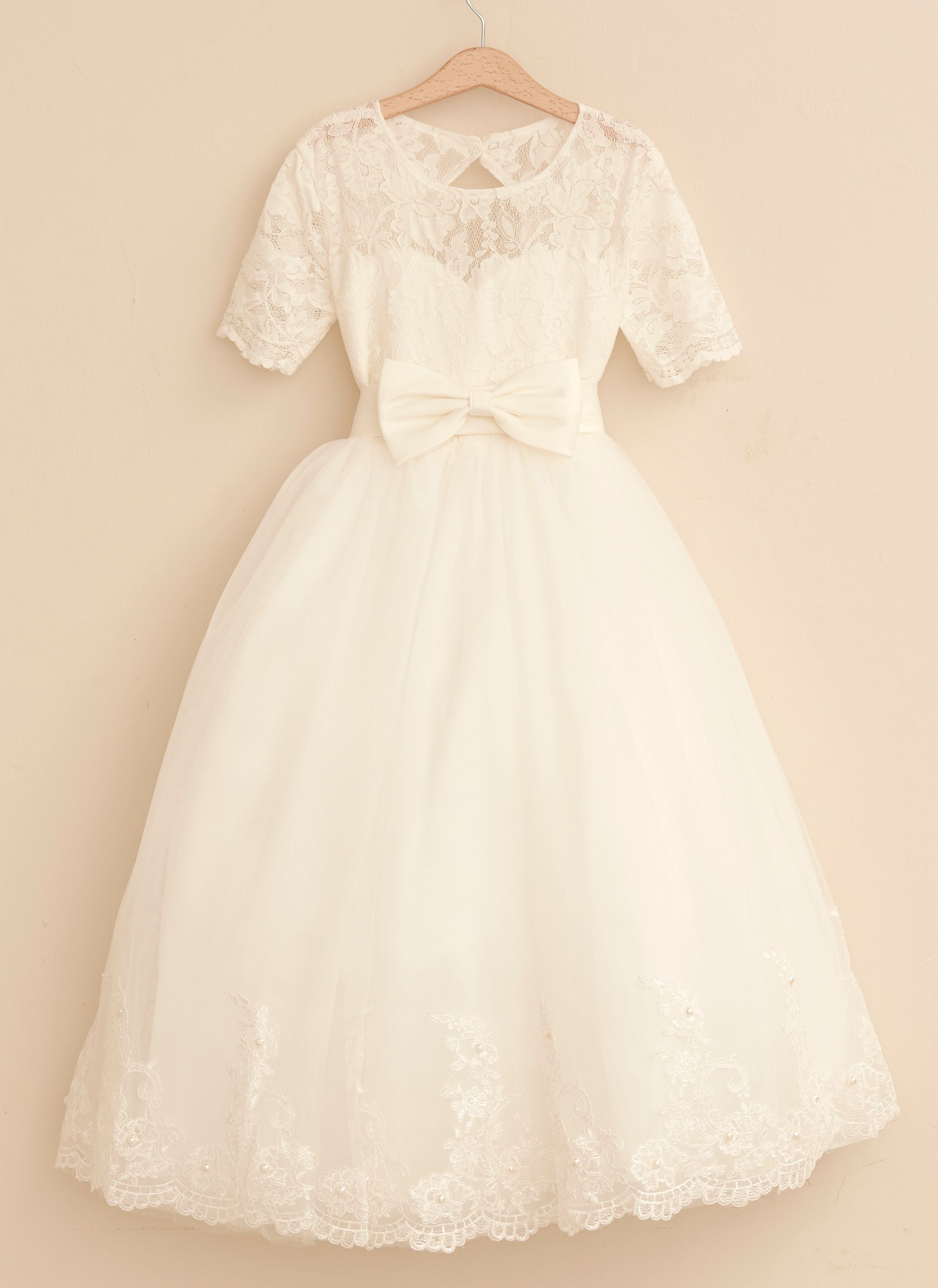 Love, Charlotte - 典雅風短袖蕾絲上衣白紗長裙禮服