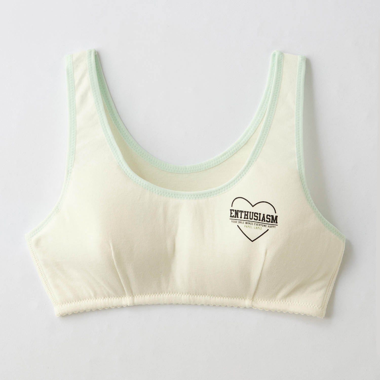 日本 Hummingchouchou - 100%棉 附Bra少女內衣/內搭胸衣-蝴蝶結-米白