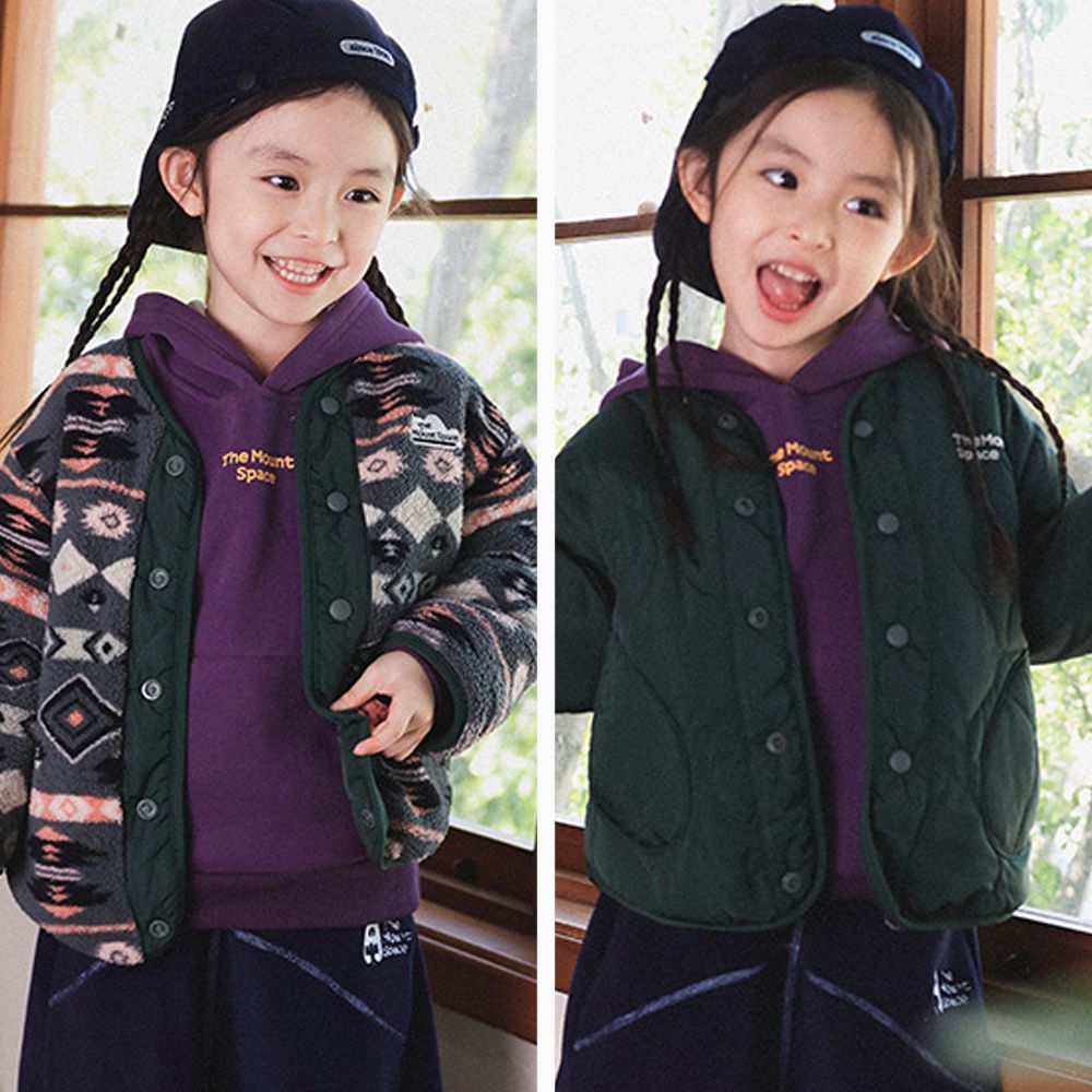 雙面穿！民族風搖粒絨外套-綠色