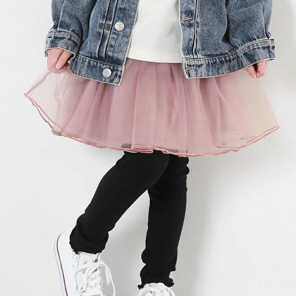 高級夢幻薄紗層次內搭褲裙-粉紅