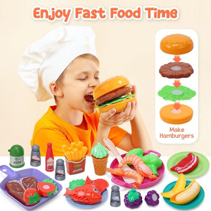 CuteStone - 兒童仿真廚具與切切樂益智玩具40件套裝組合