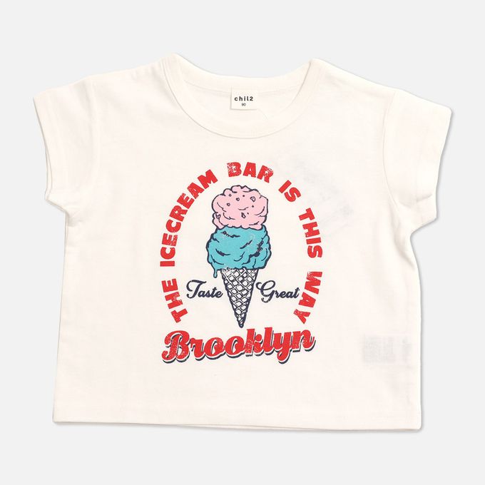 日本 Chil2 - 100%棉 可愛印花短袖上衣-漢堡-灰黑