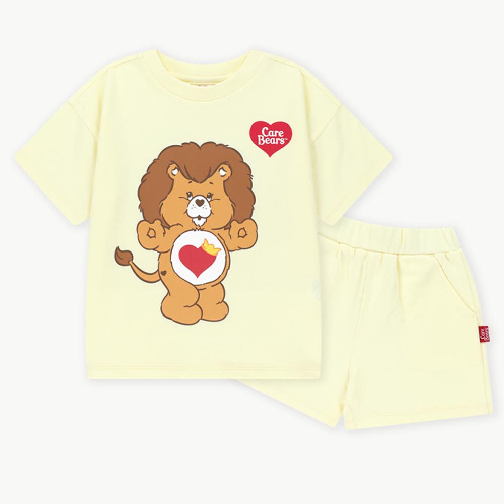 韓國 Care Bears - 聯名款獅子熊熊短袖套裝-淺黃