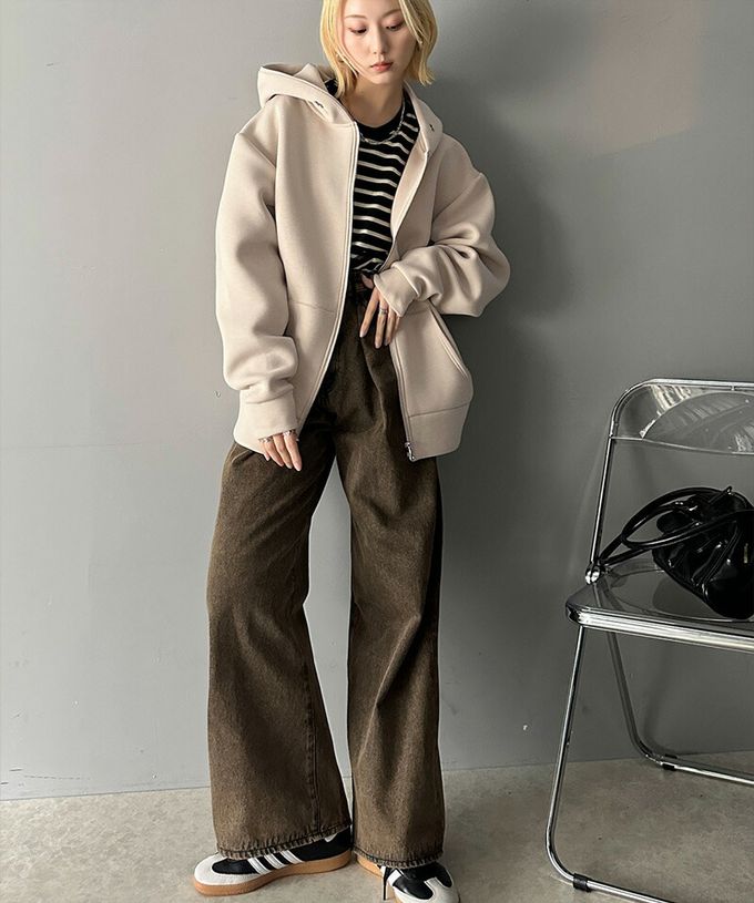 日本 Classical Elf - 厚磅簡約休閒長版連帽外套-黑