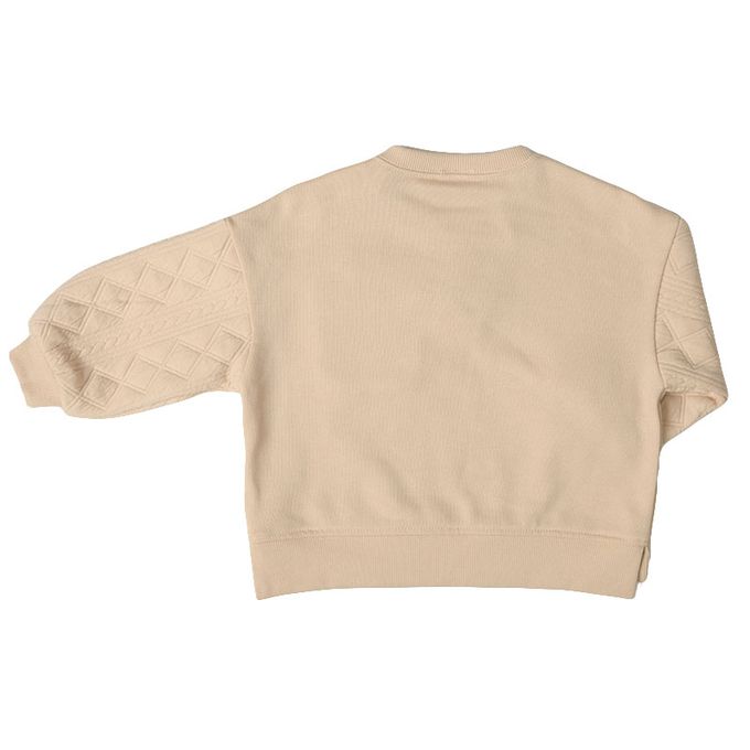 akachan honpo - 長袖鋪棉休閒上衣-拼接-淺卡其色