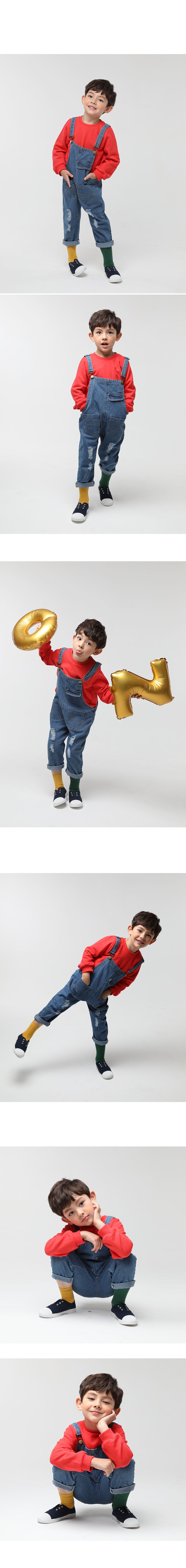 韓國 OZKIZ - 刷破感牛仔連身吊帶褲