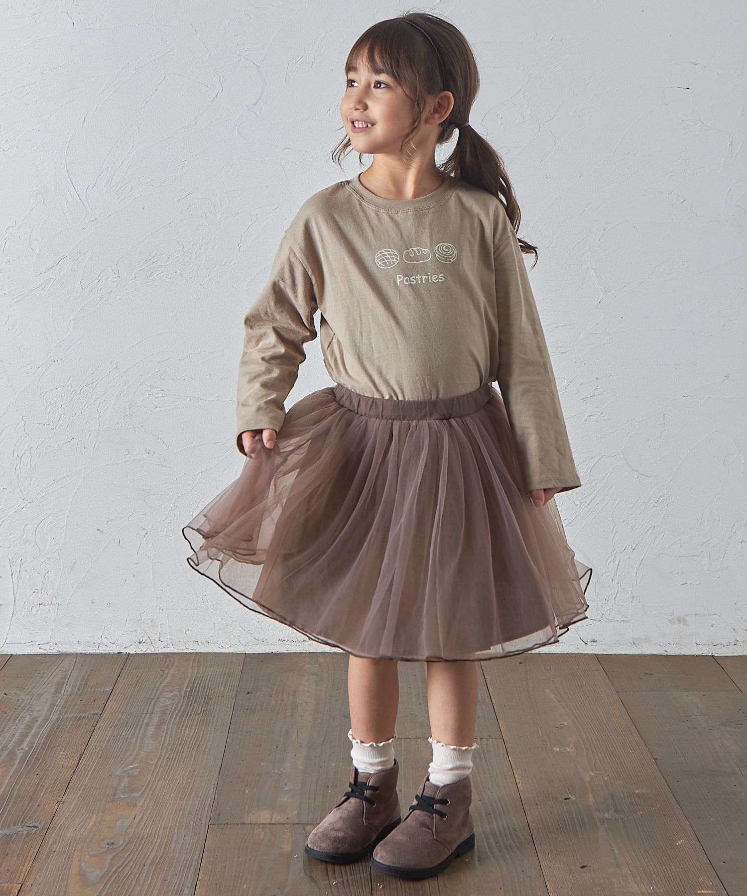 日本 PAIRMANON - 小精靈薄紗澎澎裙(附安全褲)-淺灰