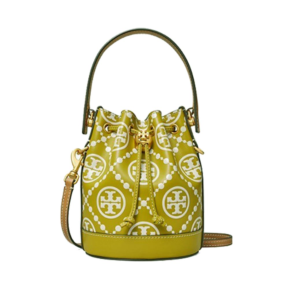 TORY BURCH - 雙T-LOGO皮革兩用水桶包 (綠)