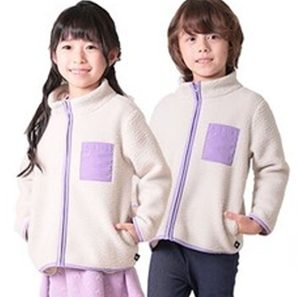 日本 TORIDORY - fleece 搖粒絨撞色立領保暖外套-杏紫