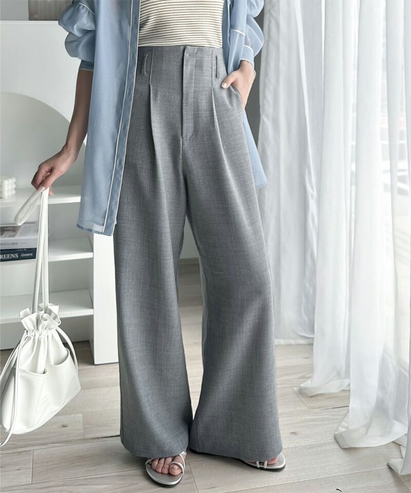 日本 Classical Elf - 俐落感修身西裝寬褲-經典黑