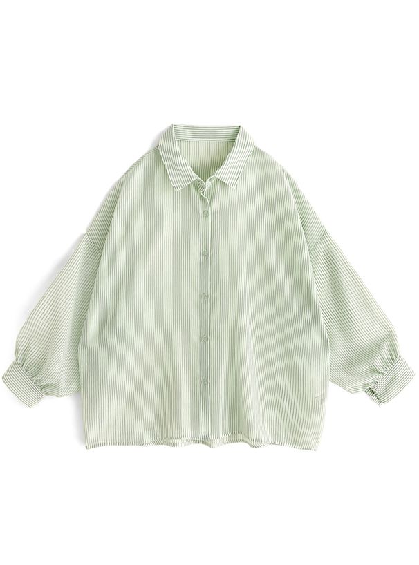 日本 GRL - 經典條紋長袖襯衫/薄外套-淺粉 (F)