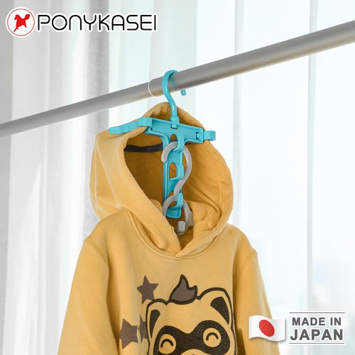 日本製帽T&高領衣服輔助曬衣架4件組(顏色隨機)