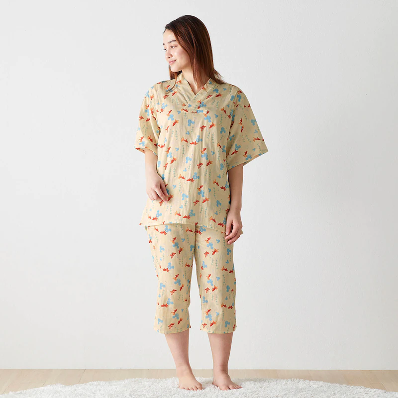 日本千趣會 - 迪士尼純棉甚平/家居服-(媽媽)小美人魚-水藍