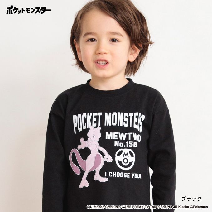 日本 BRANSHES - 超帥寶可夢前後印花長袖上衣-黑色列空坐-黑