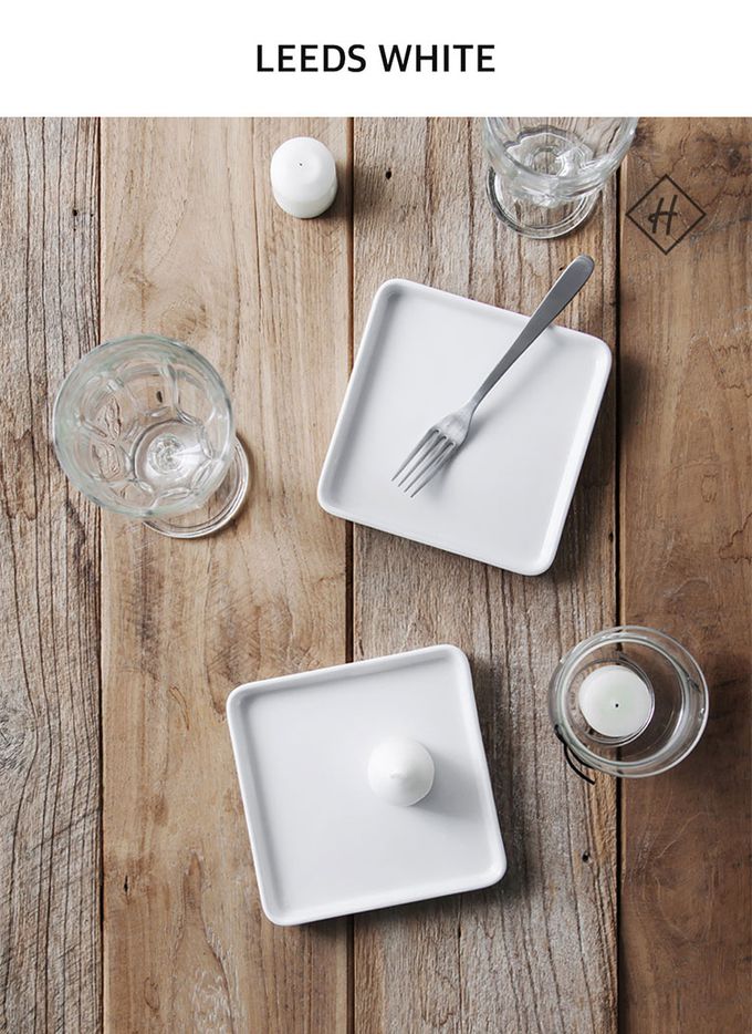 韓國 SSUEIM - LEED系列莫蘭迪陶瓷方形淺盤14cm (灰色)