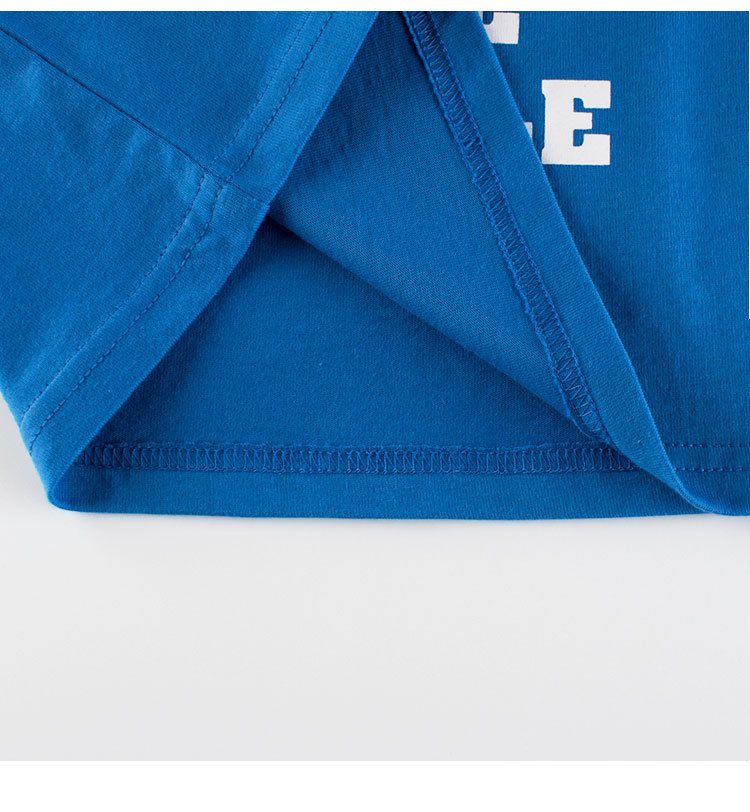 純棉圓領薄長袖上衣-調皮怪獸-藍色