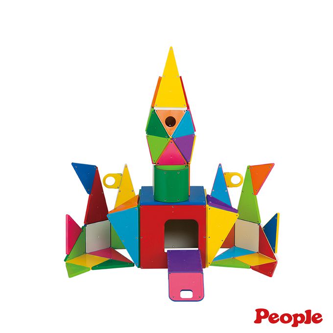 日本 People - 益智磁性積木BASIC系列-平面積木豪華組(附吸附板)(1歲6個月以上~ )