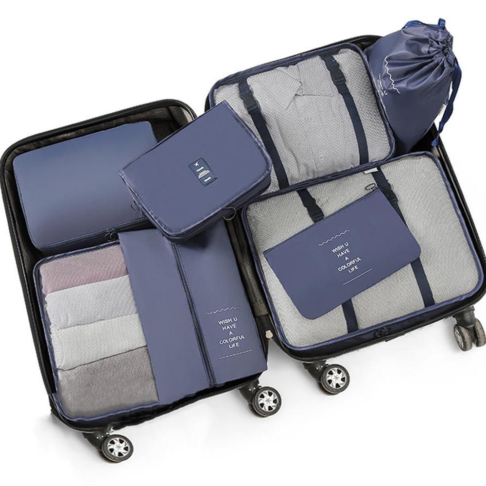 大容量行李分類整理袋-8入組-深藍色