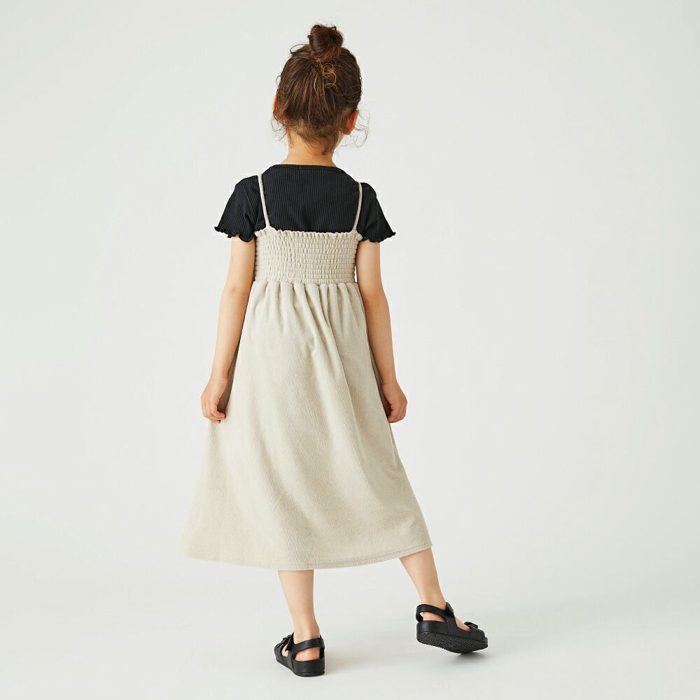 日本 evercloset - 2 WAY柔軟絨玩水材質細肩帶洋裝-水手藍