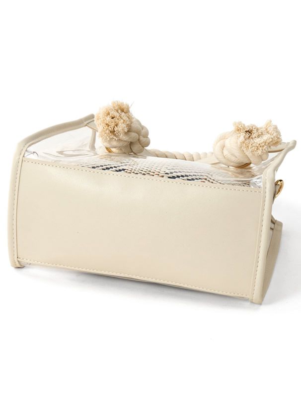 日本 GRL - 編織麻繩造型透明手提袋X編織收納包兩件組-黑