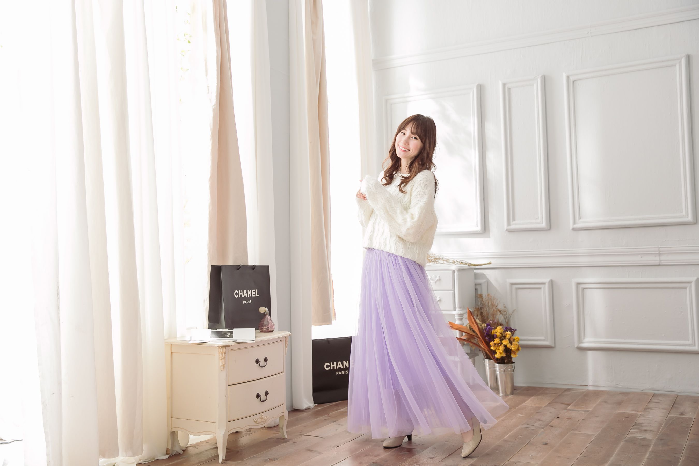 Peachy - 獨家訂製綿柔法式浪漫三層蓬紗裙-三層蓬版-薰衣草紫 (F)