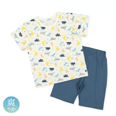 日本西松屋 - 透氣 恐龍家居服短袖套裝-藍