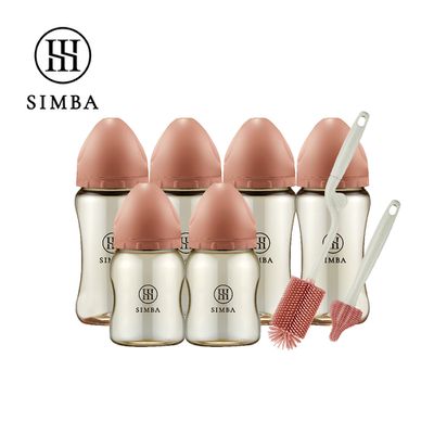 Simba 小獅王辛巴 - 省力洗瓶！蘊蜜鉑金PPSU寬口奶瓶極淨組-新生適用-覓粉