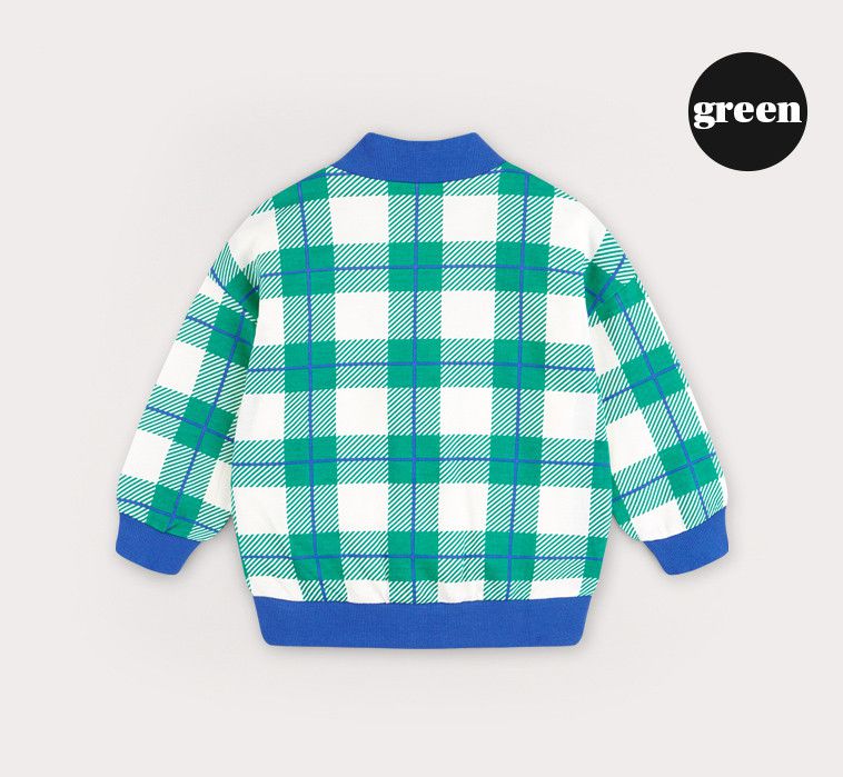 韓國 HEJMINI - 綠格紋開衫外套-綠